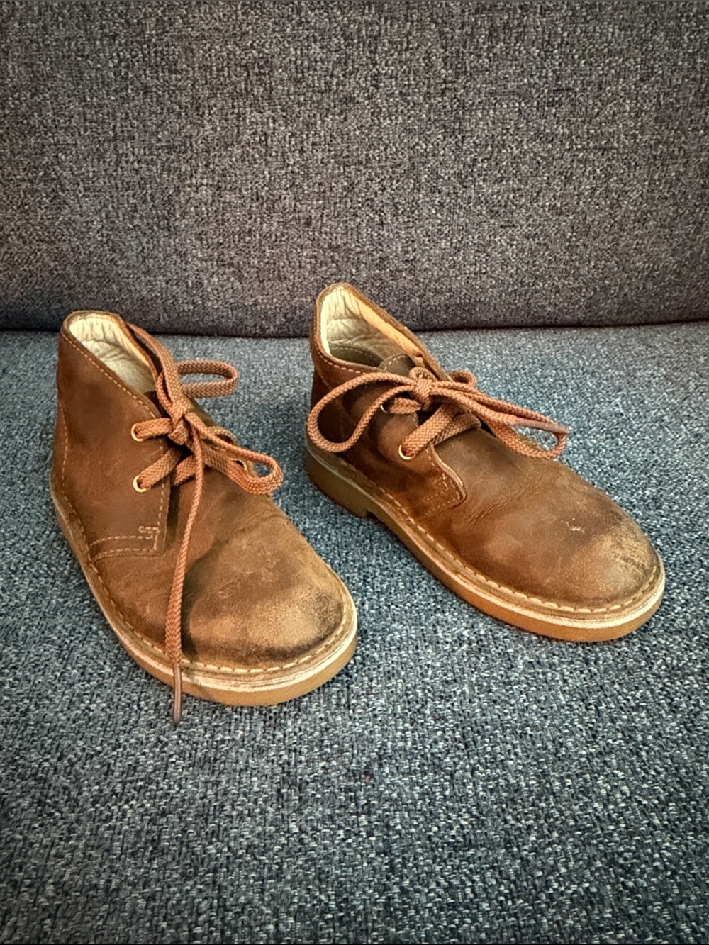 Boys Original Clarks Brown Suede Lace-Up Chukka Boots